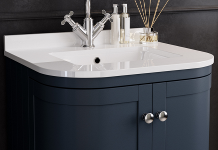 Blue Basin Vanity Unit with chrome handles